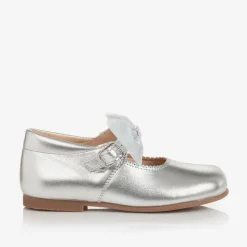Girls Silver Leather Shoes