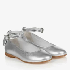 Girls Silver Leather Shoes
