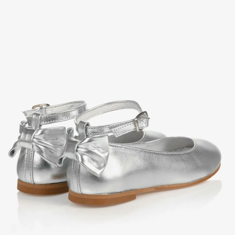 Girls Silver Leather Shoes