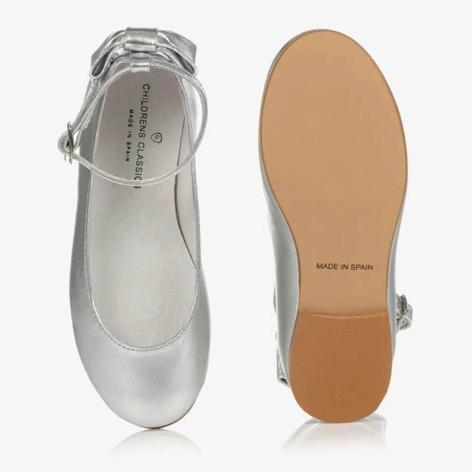 Girls Silver Leather Shoes