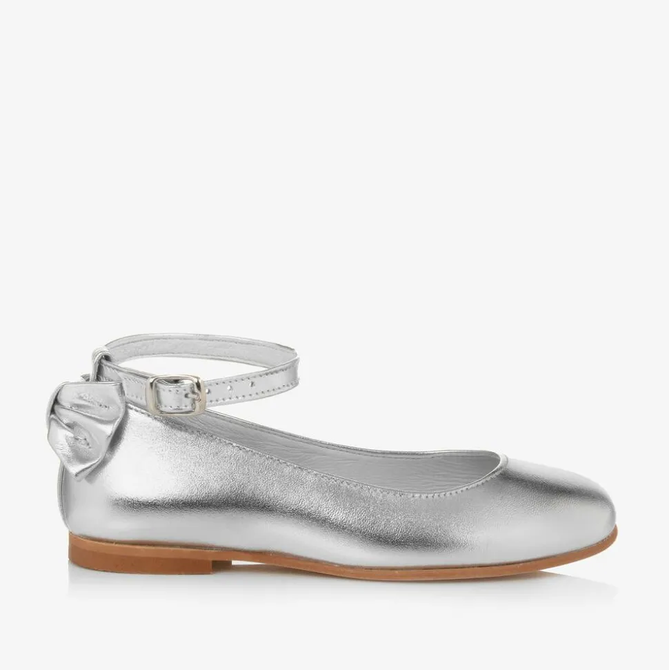Girls Silver Leather Shoes