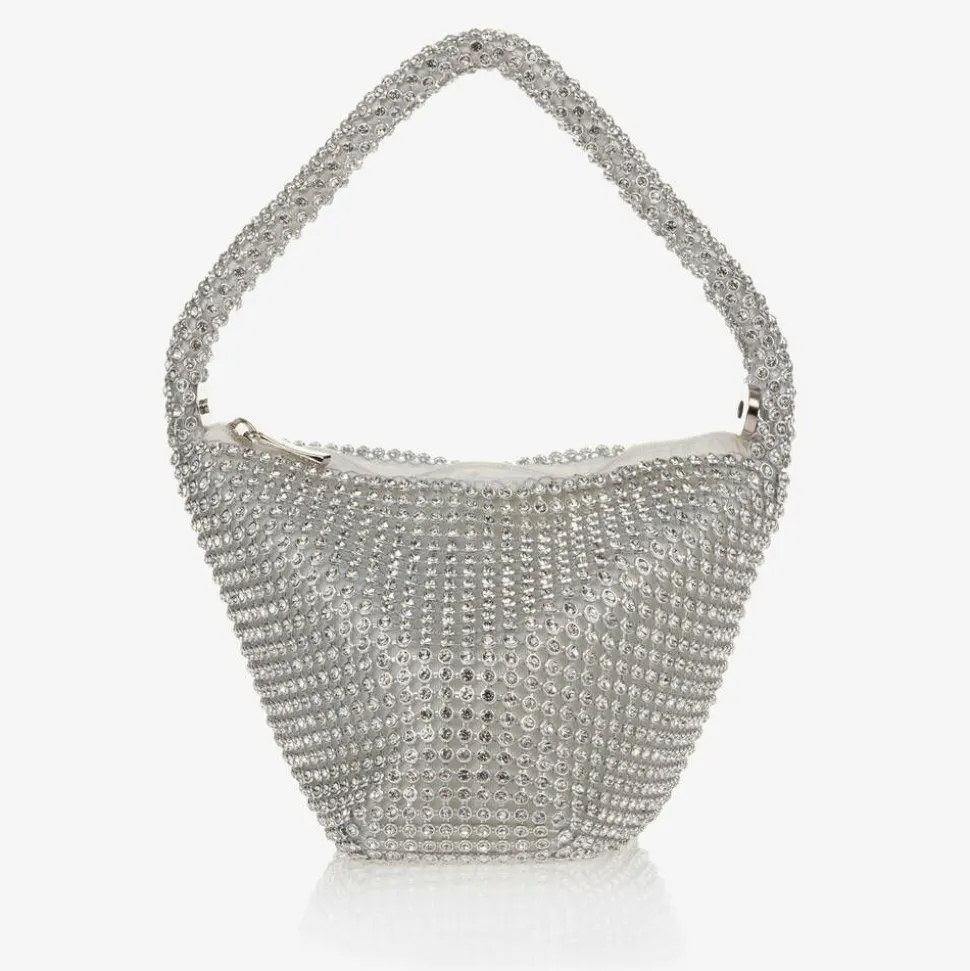 Girls Silver Rhinestone Handbag (15cm)