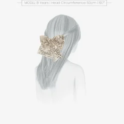 Girls Silver Sequin Bow Hair Clip (15cm)