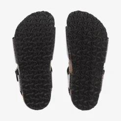 Girls Sparkly Black Buckle Sandals