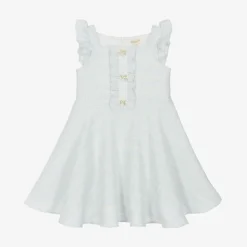 Girls Sparkly Blue Tweed Dress