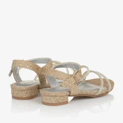 Girls Sparkly Gold Diamanté Sandals