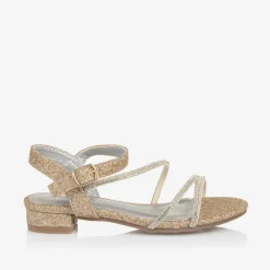 Girls Sparkly Gold Diamanté Sandals