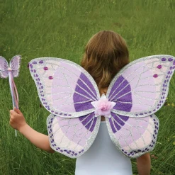 Girls Sparkly Purple Wings & Wand Dressing-Up Set