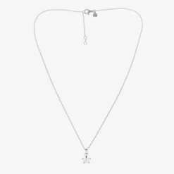 Girls Sterling Silver Diamond Star Necklace (38cm)
