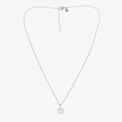 Girls Sterling Silver Diamond Heart Necklace (38cm)