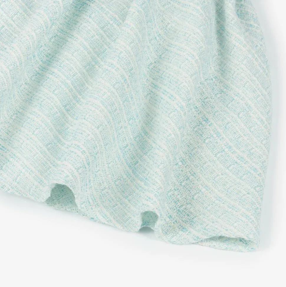 Girls Turquoise Blue Tweed Dress