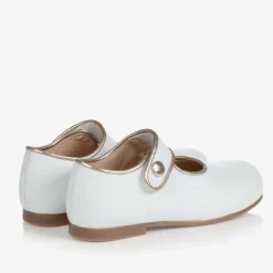 Girls White & Gold Shoes