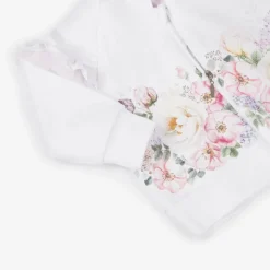 Girls White & Pink Cotton Tracksuit