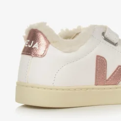 Girls White & Pink Leather Esplar Trainers