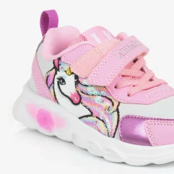 Girls White & Pink Unicorn Light-Up Trainers