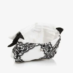 Girls White & Black Lace Handbag (17cm)
