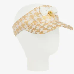 Girls White & Gold Visor