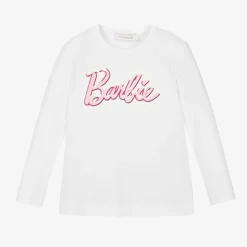 Girls White Barbie Print Top