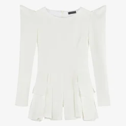 Girls White Belted Playsuit