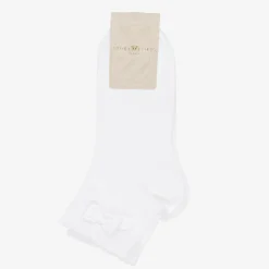 Girls White Bow Cotton Socks