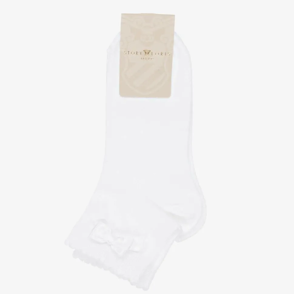 Girls White Bow Cotton Socks