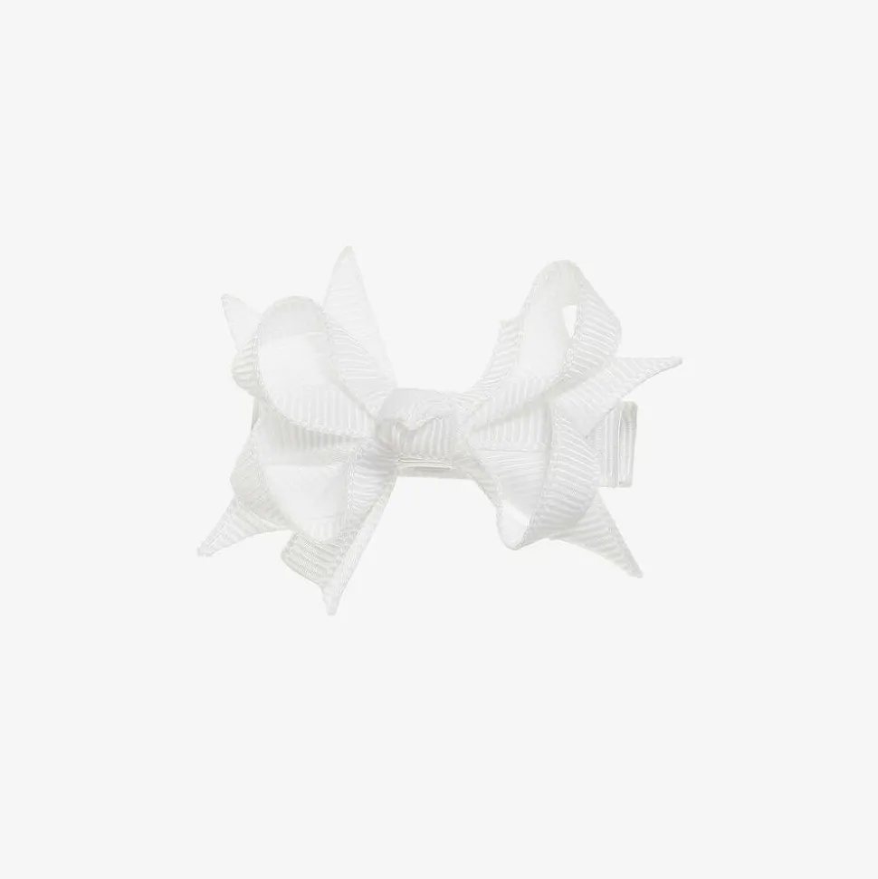 Girls White Bow Hair Clip (4cm)