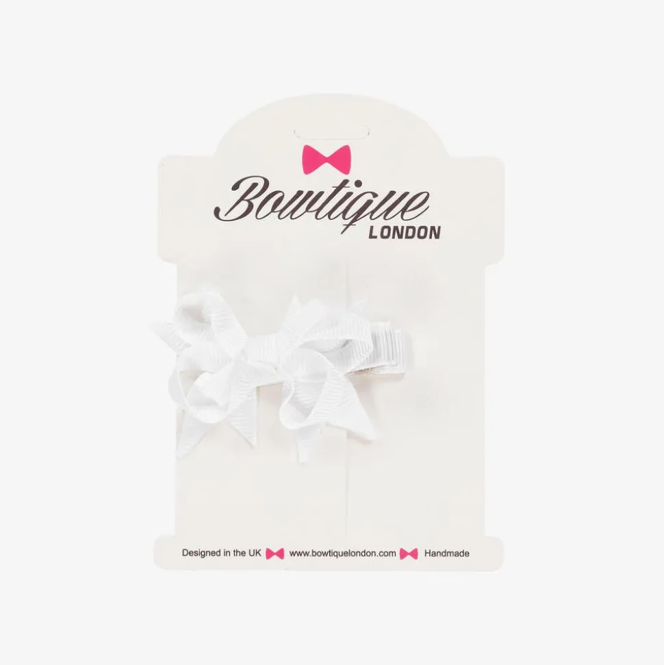 Girls White Bow Hair Clip (4cm)