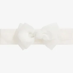 Girls White Bow Headband