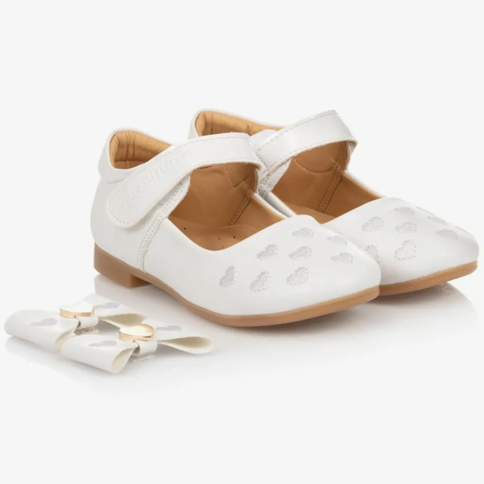 Girls White Bow Shoes