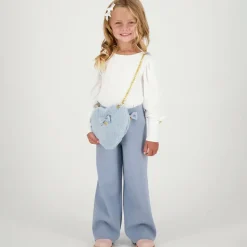 Girls White Bow Sleeve Top