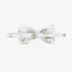 Girls White Carousel Print Cotton Headband
