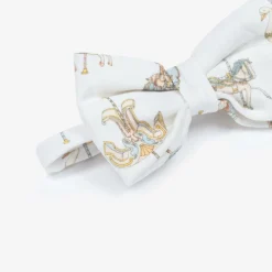 Girls White Carousel Print Cotton Headband
