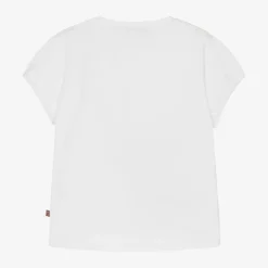 Girls White Cotton Bag Print T-Shirt