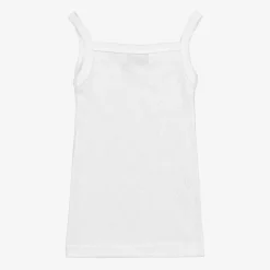 Girls White Cotton Camisole Vest