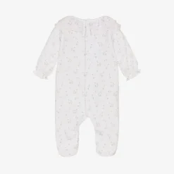 Girls White Cotton Duck Print Babygrow