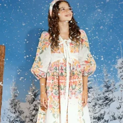 Girls White Cotton Embroidered Floral Dress