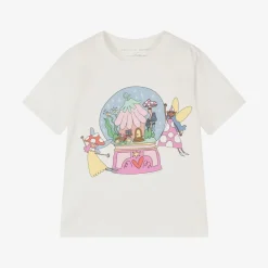 Girls White Cotton Fairies T-Shirt