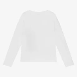 Girls White Cotton Girl Graphic Top