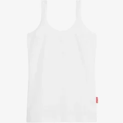 Girls White Cotton Jersey Vest