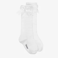 Girls White Cotton Knee Length Socks