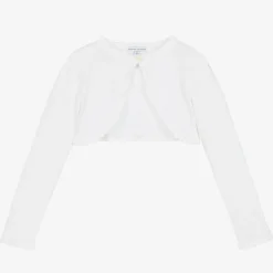 Girls White Cotton Knit Bolero Cardigan