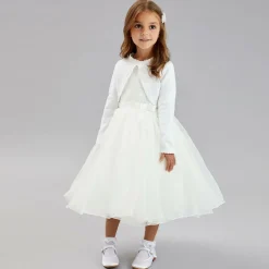 Girls White Cotton Knit Bolero Cardigan