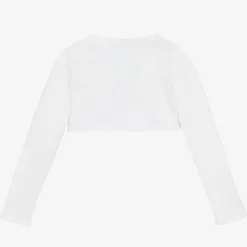 Girls White Cotton Knit Bolero Cardigan