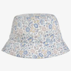 Girls White Cotton Liberty Print Sun Hat