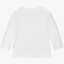 Girls White Cotton Logo Top