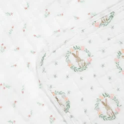 Girls White Cotton Muslin Blanket (112cm)