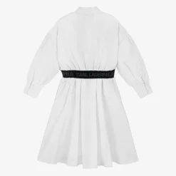 Girls White Cotton Shirt Dress