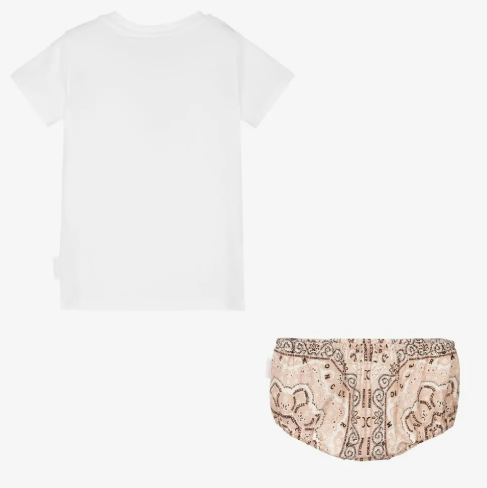 Girls White Cotton Shorts Set