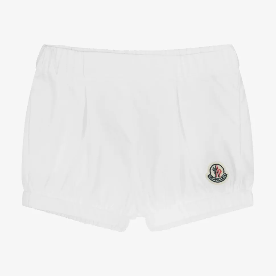 Girls White Cotton Shorts