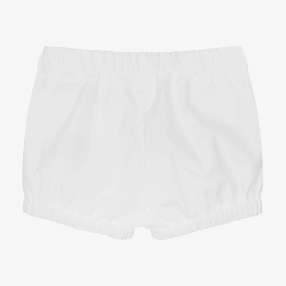 Girls White Cotton Shorts
